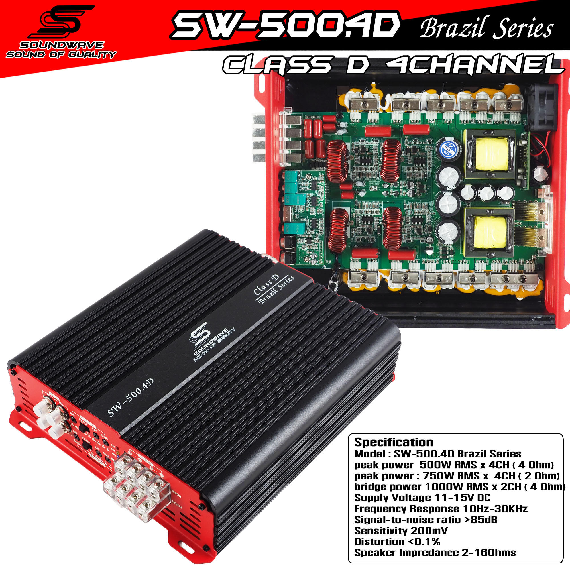 เพาเวอร์ CLASS D SW-500.4D SOUNDWAVE เพาเวอร์แอมป์รถยนต์ เพาเวอร์ขับซับ แอมป์ เพาเวอร์รถยนต์ คลาสดี 