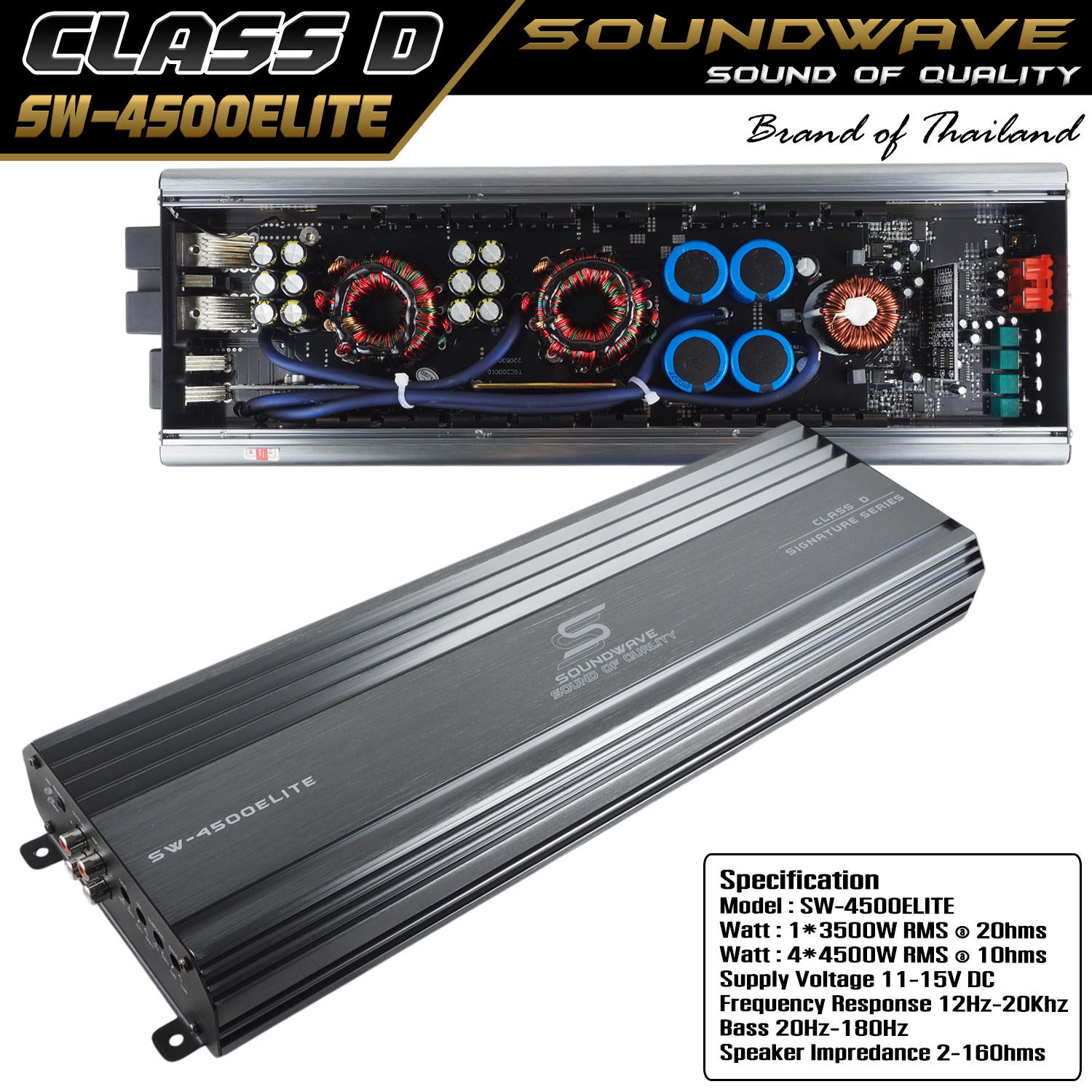 SOUNDWAVE SW-4500ELITE เพาเวอร์แอมป์ Class D 4500W พลังขับสูง สำหรับซับวูฟเฟอร์ เสียงแน่น ดุดัน